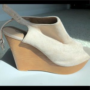 Nine West Platform Wood and Suede Wedge Heels